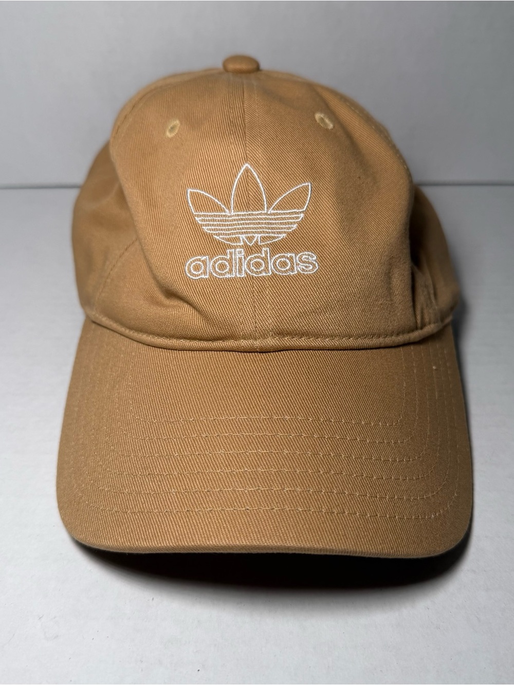 Adidas Originals Trefoil Hat Cap Tan Khaki Gold White Embroidered Strapback